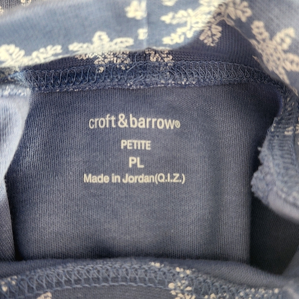 Snowflake Theme Croft & Barrow Mock Neck Turtleneck Pullover Blue Size Petite PL - Picture 9 of 9